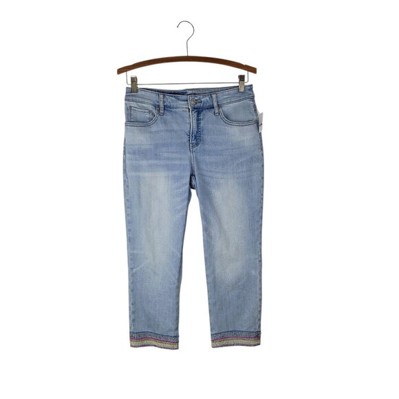 Chico's Denim - Chicos NWT So Slimming Girlfriend Crop Jeans 00 XS Beaded Hem Slim Leg